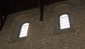 Norman clerestory windows in the north wall February 2012